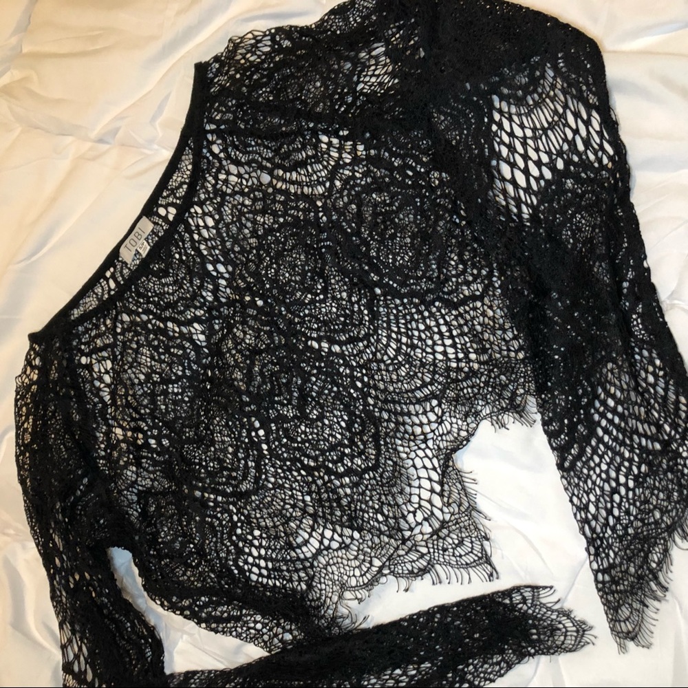 Tobi sheer cropped top
